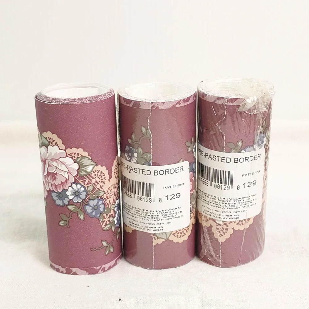 Lot of 3 Vtg DW Wallcovering #129 Floral Pre-pasted 4